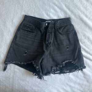 Forever 21 Black Distressed Jean Shorts